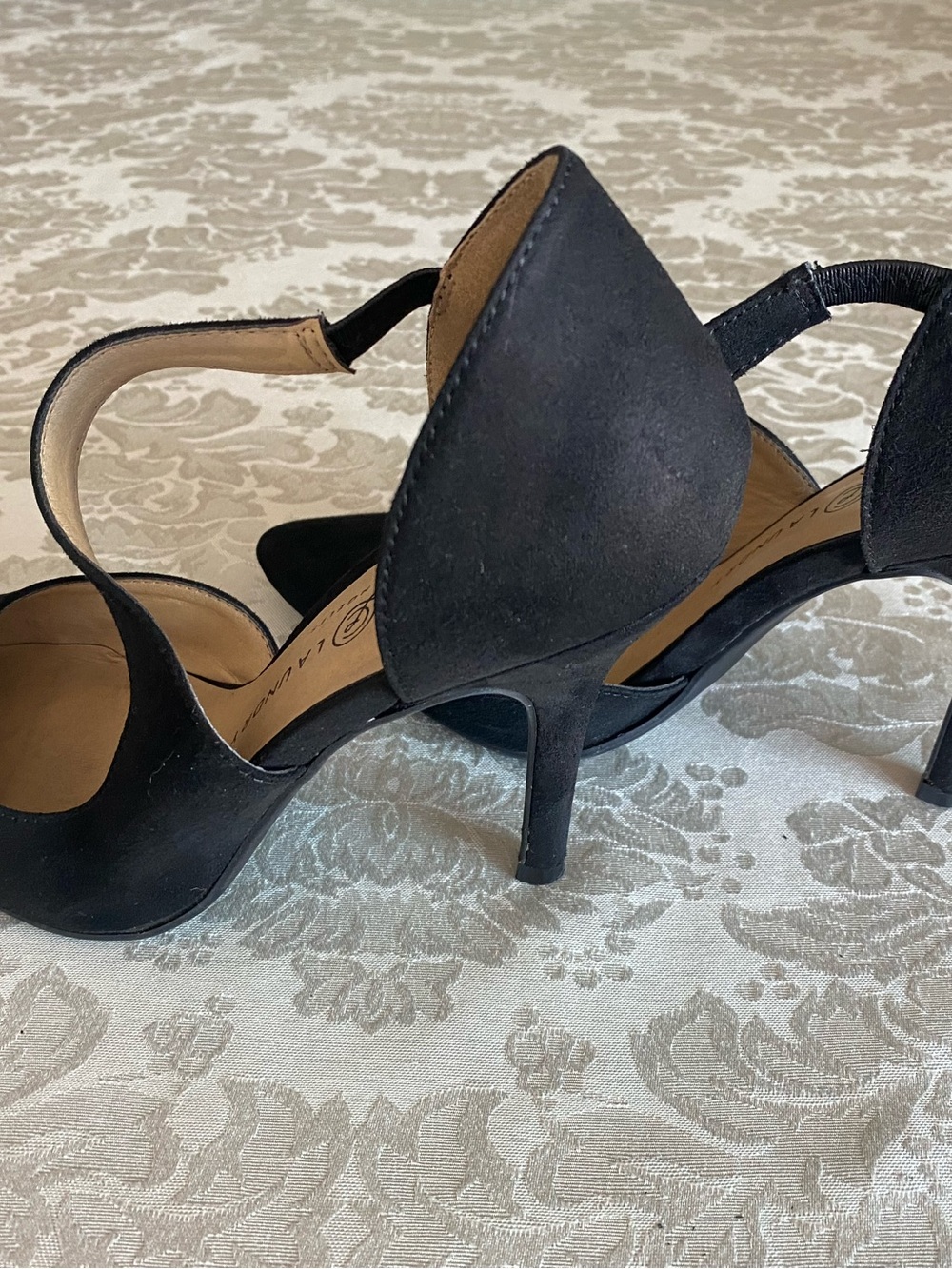 Chinese Laundry Black D'Orsay Mid Heel Sandals